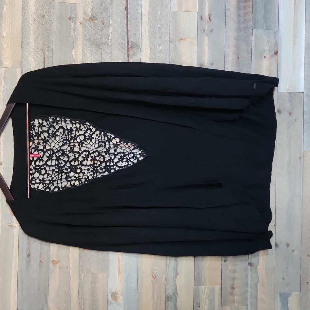 Element black cardigan with floral lace back size medium